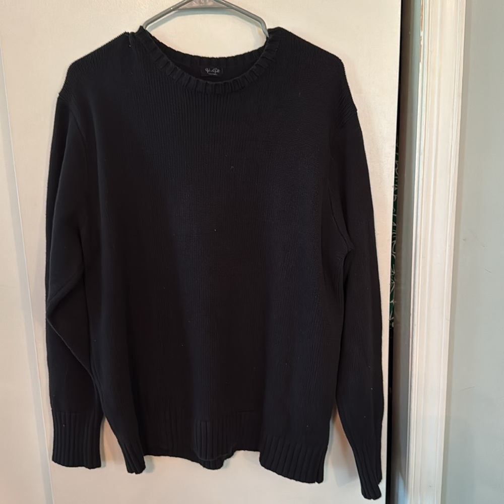 J. Galt Black Cotton Oversized Black Crewneck One Size